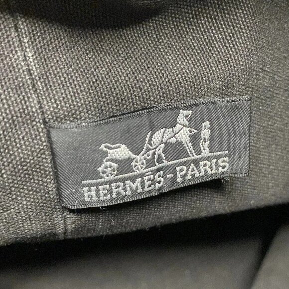 Auth HERMES Polochon Mimile - Black Canvas Leather Backpack - Picture 7 of 11